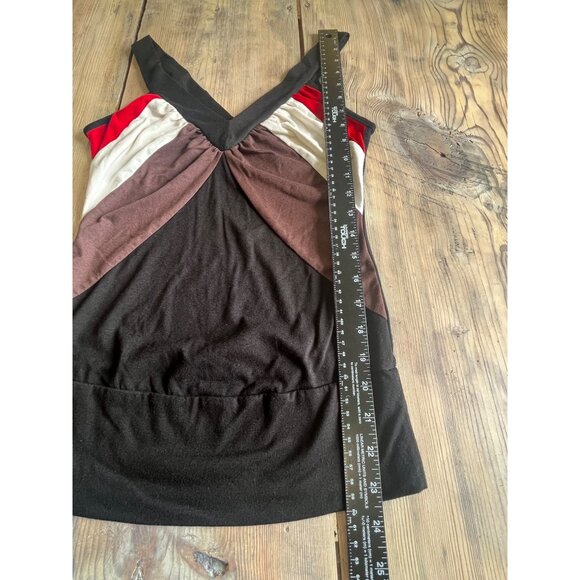 Y2K Studio Y Color Block Tank Top Blouse Juniors XS Black/Red V-neck - Picture 6 of 6
